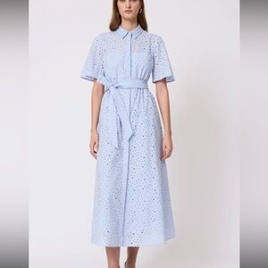 Pearl by lela rose xs shirt dress eyelit pale blue